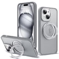thumbnail image 1 of Dteck Case for iPhone 15,Magnetic Rubber Case Matte PC Mag-Safe with 360°Rotating Invisible Ring Stand Military Grade Shockproof Back Cover,Grey, 1 of 6
