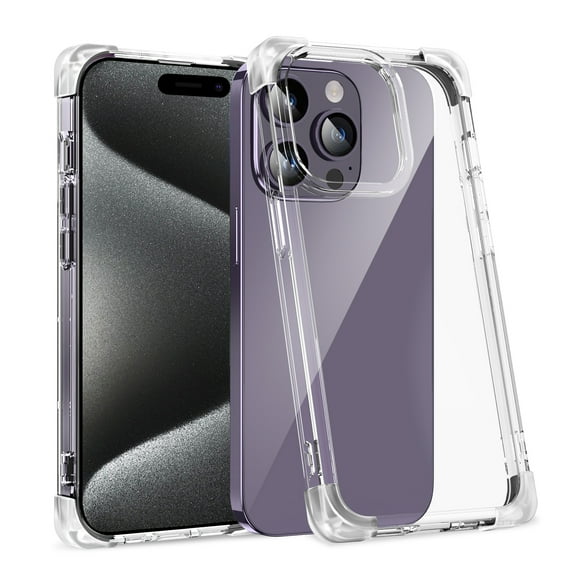 Dteck Case for iPhone 15 Plus 6.7-Inch, Non-Yellowing Shockproof Phone Bumper Cover, Anti-Scratch Clear Back,Clear