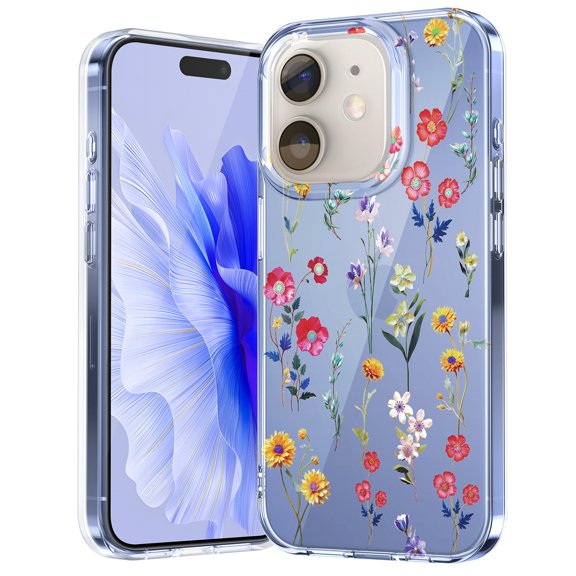 Dteck Case for iPhone 15 Plus Case Clear with Design Slim Protective Soft TPU Bumper Embossed Pattern,Little Flower