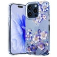 thumbnail image 1 of Dteck Case for iPhone 15 Pro Max Case Clear with Design Slim Protective Soft TPU Bumper Embossed Pattern,Purple Flower, 1 of 5