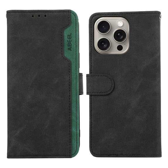 Dteck Case for iPhone 15 Pro Max Wallet Cover, Magnetic Shockproof with RFID Blocking Wallet Card Slot Anti-Fingerprint Slim Cover Shell, Black