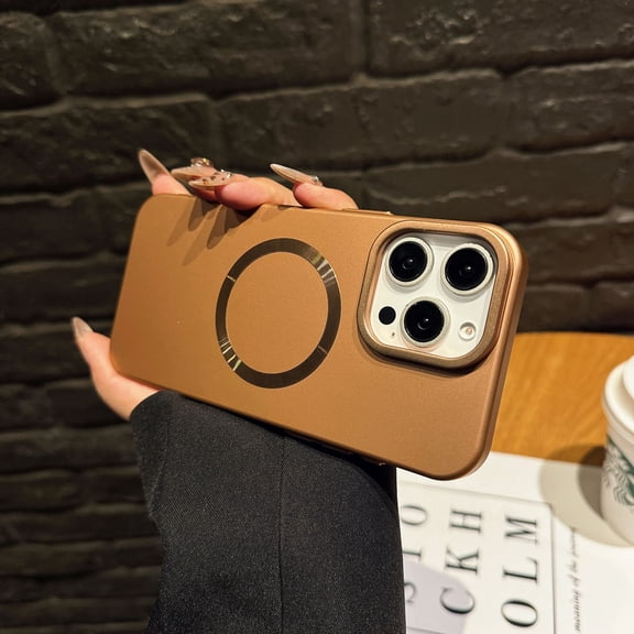 Dteck Case for iPhone 15 Pro,Shockproof Hard PC Case Compatible with MagSafe Camera Stand Cover,Gold