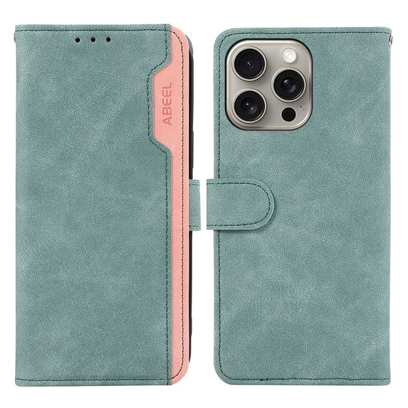 Dteck Case for iPhone 15 Pro Wallet Cover, Magnetic Shockproof with RFID Blocking Wallet Card Slot Anti-Fingerprint Slim Cover Shell, Turquoiseblue