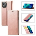 thumbnail image 1 of Dteck Case for iPhone 15,Shockproof Durable PU Leather Card Slot/Cash Pocket Wallet Case Rubber Kickstand Full Body Protective Cover,Rosegold, 1 of 8