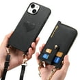 thumbnail image 1 of Dteck Case for iPhone 15,Shockproof Leather Back Case with Adjustable Shoulder Strap Detachable Wallet Zipper Wallet Bag Crossbody Phone Cover,Black, 1 of 8