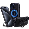 thumbnail image 1 of Dteck Case for iPhone 15 ,Shockproof Leather Magnetic Mag Safe Case Hybrid Rubber Built-in invisible Mag Kickstand Cover, Black, 1 of 7
