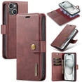thumbnail image 1 of Dteck Case for iPhone 15 Wallet 2 in 1 Magnetic Detachable Folio Flip Leather Case for Men Women,Red, 1 of 6