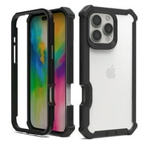 Dteck Case for iPhone 16 Pro,Shockproof Dual-Layer Protection Silicone PC Case Heavy Duty Rugged Crystal Clear Back Cover for iPhone 16 Pro,Black