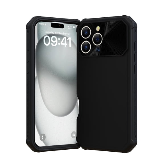 Dteck Case for iPhone 16 Pro,Shockproof Rubber + PC Case Compatible with MagSafe Built-in Camera Lens Protector Cover for iPhone 16 Pro,Black