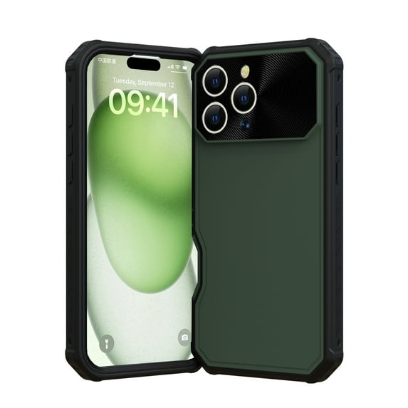Dteck Case for iPhone 16 Pro,Shockproof Rubber + PC Case Compatible with MagSafe Built-in Camera Lens Protector Cover for iPhone 16 Pro,Green
