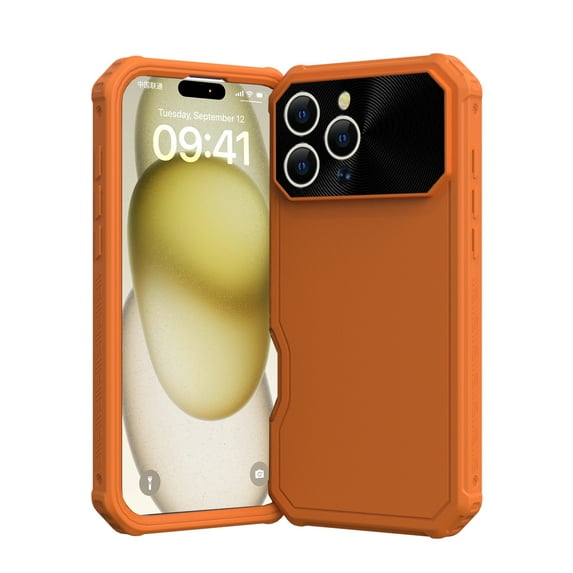 Dteck Case for iPhone 16 Pro,Shockproof Rubber + PC Case Compatible with MagSafe Built-in Camera Lens Protector Cover for iPhone 16 Pro,Orange