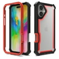 thumbnail image 1 of Dteck Case for iPhone 16,Shockproof Dual-Layer Protection Silicone+PC Case Heavy Duty Rugged Crystal Clear Back Cover for iPhone 16,Black+Red, 1 of 2