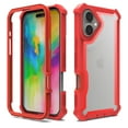 thumbnail image 1 of Dteck Case for iPhone 16,Shockproof Dual-Layer Protection Silicone+PC Case Heavy Duty Rugged Crystal Clear Back Cover for iPhone 16,Red, 1 of 1