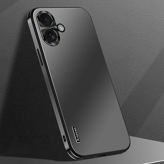 Dteck Case for iPhone 16,Shockproof Metal Aluminum Camera Cover Anti-scratch Slim Lightweight PC Back TPU Bumper Luxury Case For iPhone 16,Black