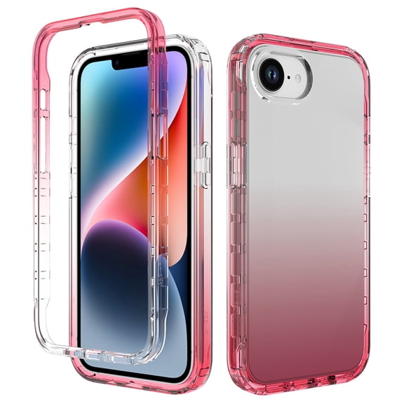 Dteck Case for iPhone 17e / iPhone 16e Full Body Rugged Case with Built-in Touch Sensitive Anti-Scratch Screen Protector, Soft TPU Bumper Case for iPhone 16e/17e,Pink