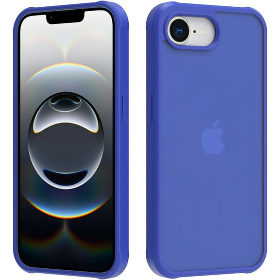 Dteck Case for iPhone 16e,Shockproof Translucent PC Case Slim Frosted Back Soft Silicone Bumper Cover for iPhone 16e,Darkblue