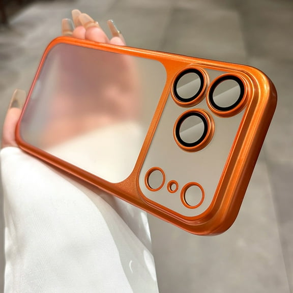 Dteck Case for iPhone 17 Pro Max,Shockproof Matte Translucent Back Case Built-in Camera Lens Protector Cover,Orange