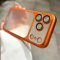 Dteck Case for iPhone 17 Pro Max,Shockproof Matte Translucent Back Case Built-in Camera Lens Protector Cover,Orange