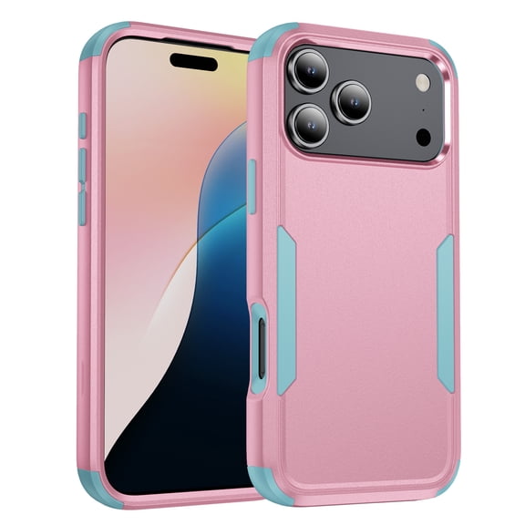 Dteck Case for iPhone 17 Pro Max,Shockproof TPU+PC Case Back Cover for iPhone 17 Pro Max,Pink+Mint