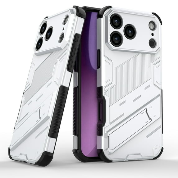 Dteck Case for iPhone 17 Pro Max,Shockproof TPU+PC Case Hidden Stand Back Cover for iPhone 17 Pro Max,White