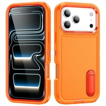 Dteck Case for iPhone 17 Pro,Shockproof Silicone   PC Case with Hidden Kickstand Cover for iPhone 17 Pro ,Orange