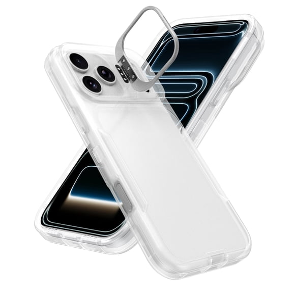 Dteck Case for iPhone 17 Pro, Shockproof TPU+PC Case Built in Stash Stand Back Cover for iPhone 17 Pro,Clear
