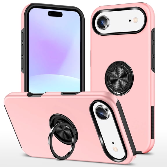 Dteck Case for iPhone Air,Shockproof TPU+PC Case Built-in Ring Holder Kickstand Slim Back Protective Cover for iPhone Air,Pink