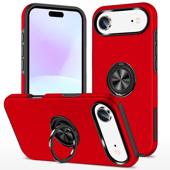 Dteck Case for iPhone Air,Shockproof TPU+PC Case Built-in Ring Holder Kickstand Slim Back Protective Cover for iPhone Air,Red