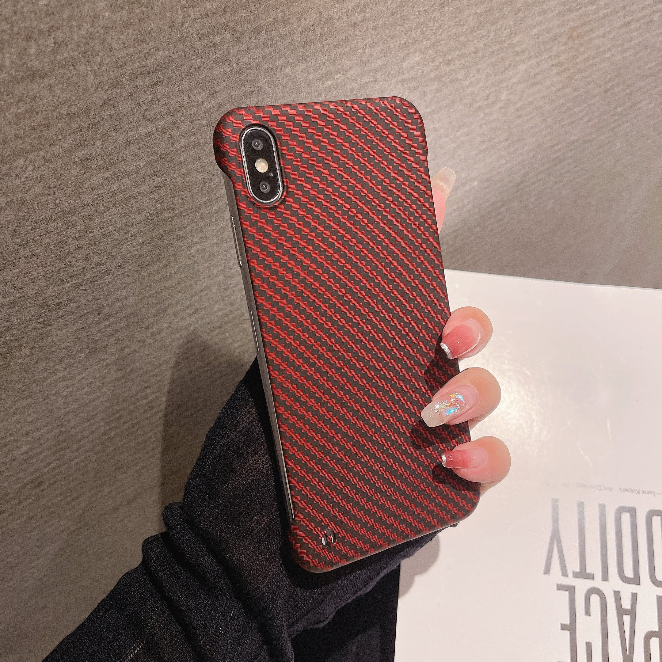 Dteck Case for iPhone XS Max Carbon Fiber Pattern Ultra Slim Thin