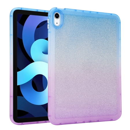 Dteck Case for iPad 10th Generation 10.9 Inch with Pencil Holder, Slim Lightweight TPU Protective Gradient Glitter Cover Case for iPad 10th Gen 2022,Blue Purple