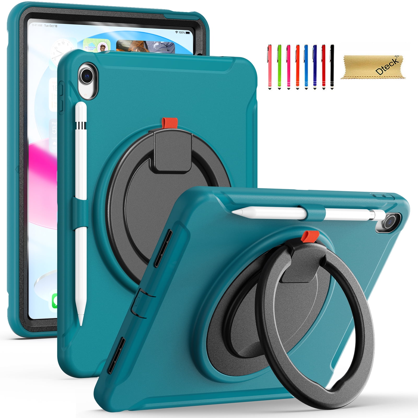 Dteck Case for iPad 10th Generation 10.9 inch 2022 with Hand Grip, Portable Carrying Rugged Shockproof Cover with Rotatable Stand Pencil Holder for Apple iPad 10th Gen,Blue