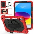 thumbnail image 1 of Dteck Case for iPad 10th Generation 10.9 inch 2022,Shockproof Durable Silicone Cover Rotatable Hand Strap Kickstand Built-in Pencil Holder Heavy Duty Case with Shoulder Strap,Red/Black, 1 of 7