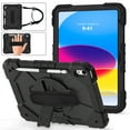 thumbnail image 1 of Dteck Case for iPad 10th Generation 10.9 inch 2022,Shockproof Durable Silicone Cover Rotatable Hand Strap Kickstand Built-in Pencil Holder Heavy Duty Case with Shoulder Strap,Black, 1 of 7