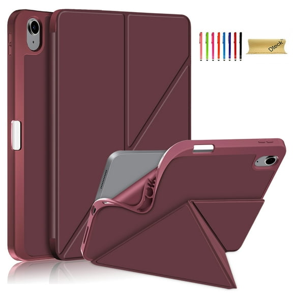 Dteck Case for iPad 10th Generation 10.9 inch 2022, Smart Cover Auto Wake Sleep Slim Multi Angle Stand Folio Flip Cover for New iPad 10.9 inch 10th Gen 2022,Winered