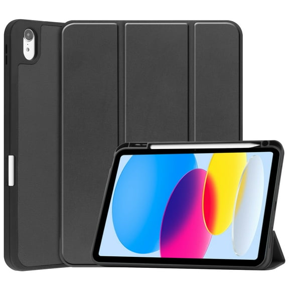 Dteck Case for iPad 10th Generation 10.9-inch 2022,iPad 11-inch (A16) 2025 Smart Leather Folio Kickstand Shockproof Rubber Cover with Pen Holder for iPad 10th/11th Gen,Black