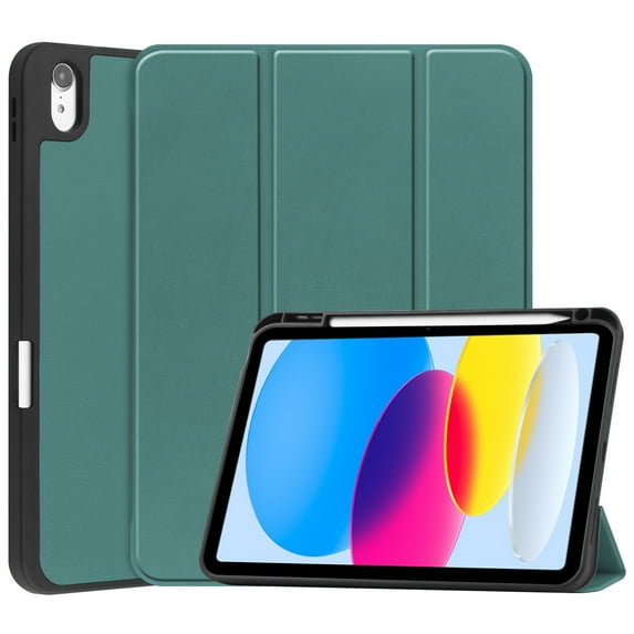 Dteck Case for iPad 10th Generation 10.9-inch 2022,iPad 11-inch (A16) 2025 Smart Leather Folio Kickstand Shockproof Rubber Cover with Pen Holder for iPad 10th/11th Gen,Darkgreen