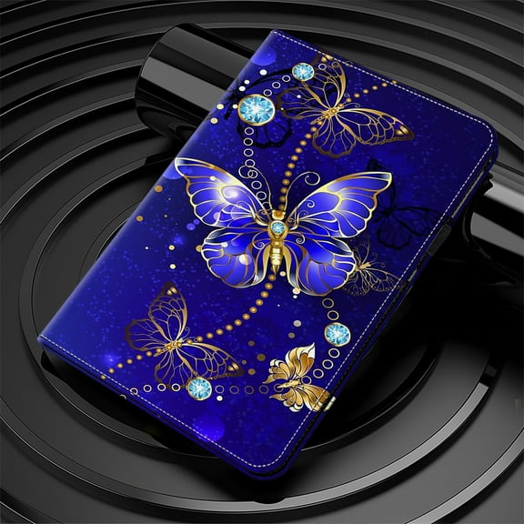 Dteck Case for iPad 11-inch (A16) 2025/iPad 10th Generation 10.9-inch,Magnetic Leather Pattern Case Card Wallet Automatic wake/sleep Shockproof Kickstand Full Body Protevtive Cover,Purple Butterfly