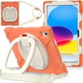thumbnail image 1 of Dteck Case for iPad 10th Generation 2022 with Adjustable Shoulder Strap Heavy Duty Hybrid Shockproof Rotatable Kickstand Hand Strap Rugged Case,Livingcoral, 1 of 7
