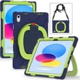 thumbnail image 1 of Dteck Case for iPad 10th Generation 2022 with Adjustable Shoulder Strap Heavy Duty Hybrid Shockproof Rotatable Kickstand Hand Strap Rugged Case,Navy+Green, 1 of 6