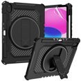 thumbnail image 1 of Dteck Case for iPad 10th Generation 2022 with Screen Protector Film, Military Grade Heavy Duty Silicone Protector iPad 10th Gen 10.9 inch 2022 Cover Pencil Holder+ Rotating Stand+ Handle Strap,Black, 1 of 6