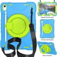 thumbnail image 1 of Dteck Case for iPad 11-inch (A16) 2025/iPad 10th Generation 10.9 inch 2022,Heavy Duty 3-Layer Protection Case Shockproof Hand Grip 360 Rotating Kickstand Hard Cover with Shoulder Strap,Blue+Green, 1 of 8