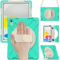 thumbnail image 1 of Dteck Case for iPad 11-inch (A16) 2025/iPad 10th Generation 10.9-inch 2022,Heavy Duty Rubber Adjustable Hand Strap Case Shockproof Hard Rotatable Kickstand Cover with Shoulder Strap,Mint, 1 of 9