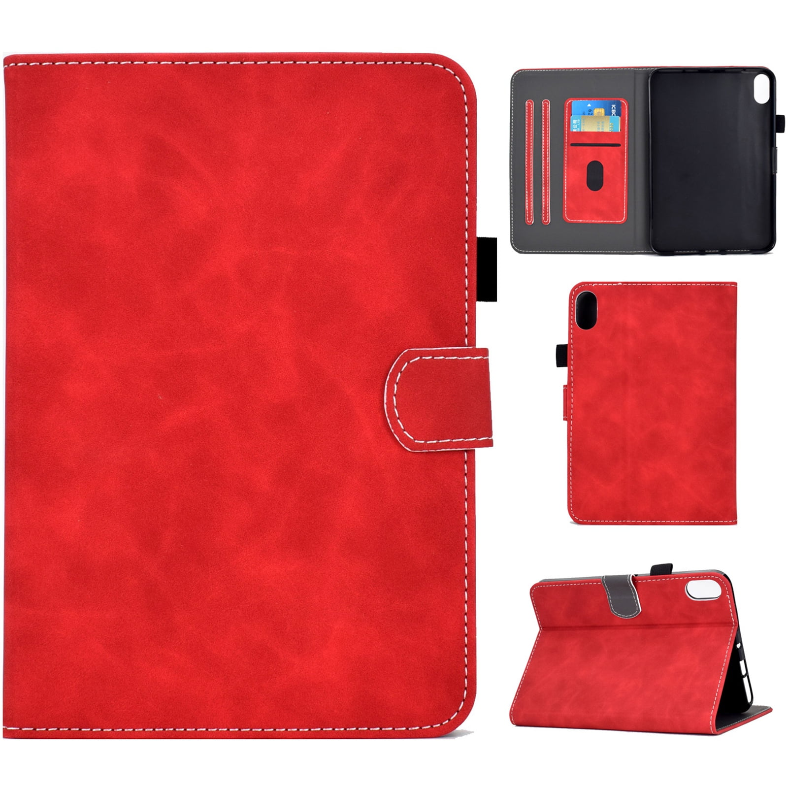 Dteck Case for  iPad 11-inch (A16) 2025/iPad 10th Generation 10.9 inch 2022,Magnetic Leather with Pencil Holder Pockets PU Leather Smart Folio Stand Wallet TPU Shockproof Cover,Red