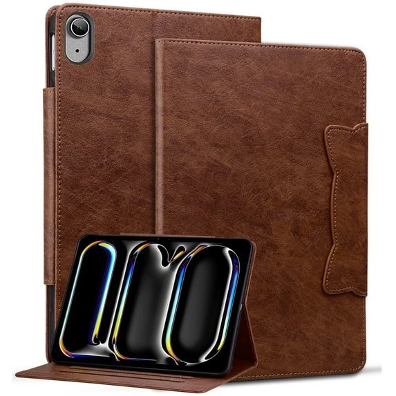 Dteck Case for iPad 11-inch (A16) 2025/iPad 10th Generation 10.9 inch 2022,Magnetic PU Leather Smart Auto Wake/Sleep Folio Stand Case Card Slots Cover for iPad 10th 11th Gen,Brown