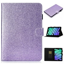 Dteck Case for iPad 11-inch (A16) 2025/iPad 10th Generation 10.9-inch 2022,Magnetic Smart Leather Card Wallet Bling Glitter Case Kickstand Cover with Pencil Holder for iPad 10th/11th Gen,Purple