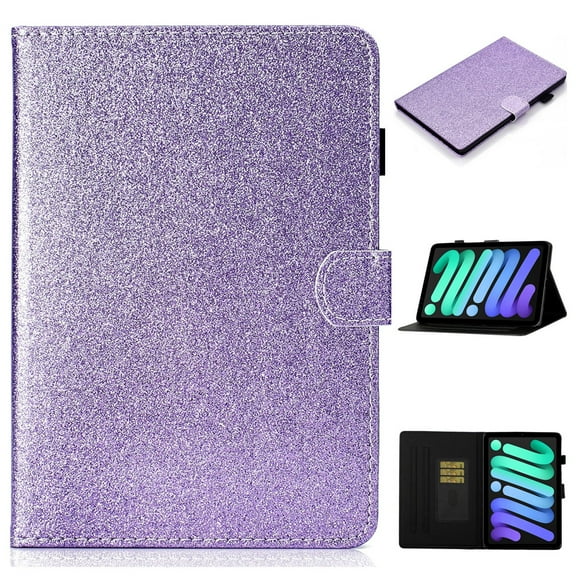 Dteck Case for iPad 11-inch (A16) 2025/iPad 10th Generation 10.9-inch 2022,Magnetic Smart Leather Card Wallet Bling Glitter Case Kickstand Cover with Pencil Holder for iPad 10th/11th Gen,Purple