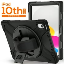 Dteck Case for iPad 11-inch (A16) 2025/iPad 10th Generation 10.9-inch 2022,Shockproof Rubber Rugged Case Rotatable Kickstand Heavy Duty Armor Cover with Adjustable Hand Strap,Black