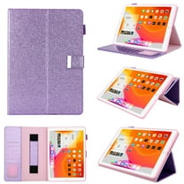 Dteck Case for iPad 11-inch (A16) 2025 /iPad 10th Generation 10.9-inch,Magnetic Leather Card Pocket Wallet Smart Case Shockproof Rubber Kickstand Hand Strap Holder Cover,Purple