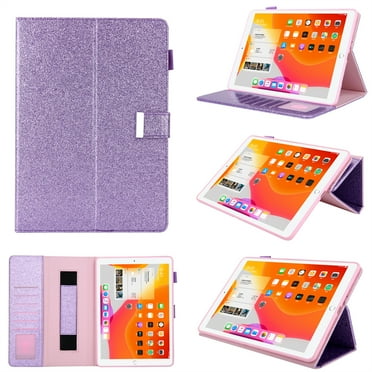 Dteck Case for iPad 11-inch (A16) 2025 /iPad 10th Generation 10.9-inch,Magnetic Leather Card Pocket Wallet Smart Case Shockproof Rubber Kickstand Hand Strap Holder Cover,Purple