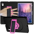 thumbnail image 1 of Dteck Case For iPad 11-inch (A16) 2025/ iPad 10th Generation,Heavy Duty Rubber Case Shockproof Rotatable Kickstand Cover with Adjustable Hand/Shoulder Strap for iPad 10th/11th Gen,Black/Rose, 1 of 9